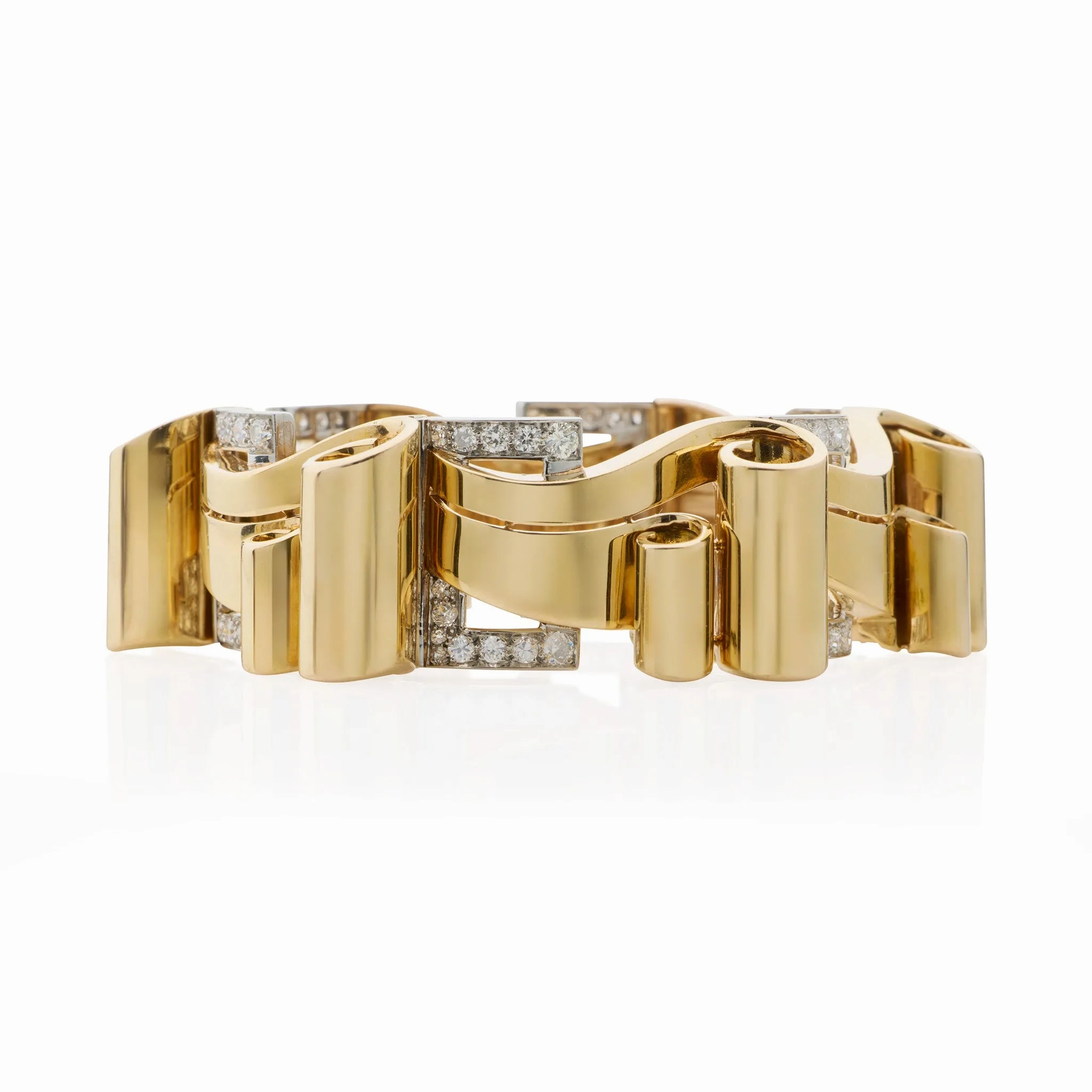 Retro 18K Gold and Diamond Bracelet