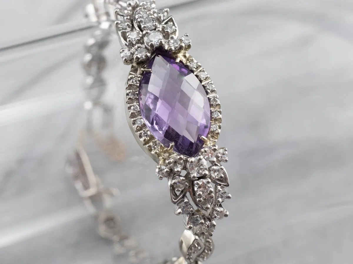 Retro Era Amethyst and Diamond Bracelet