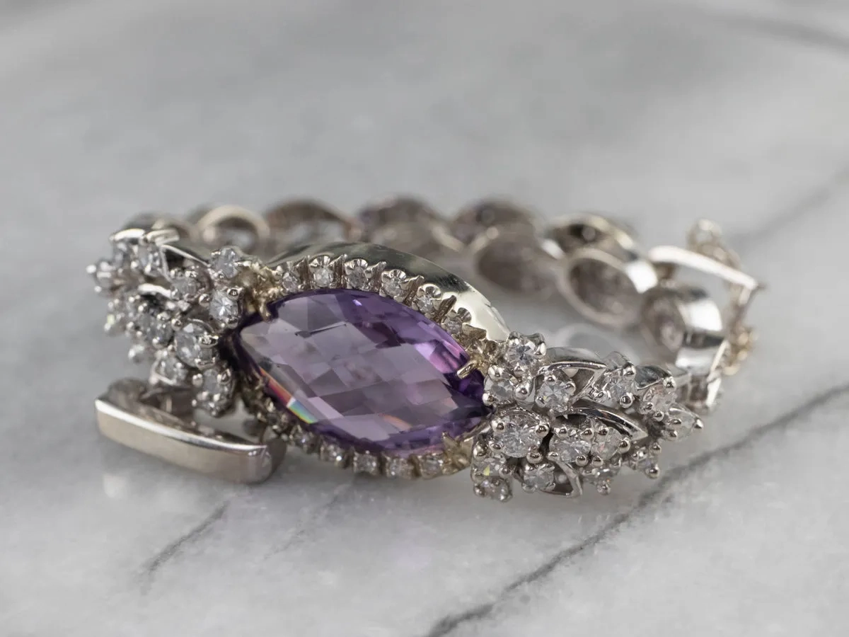 Retro Era Amethyst and Diamond Bracelet