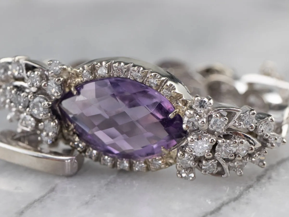 Retro Era Amethyst and Diamond Bracelet