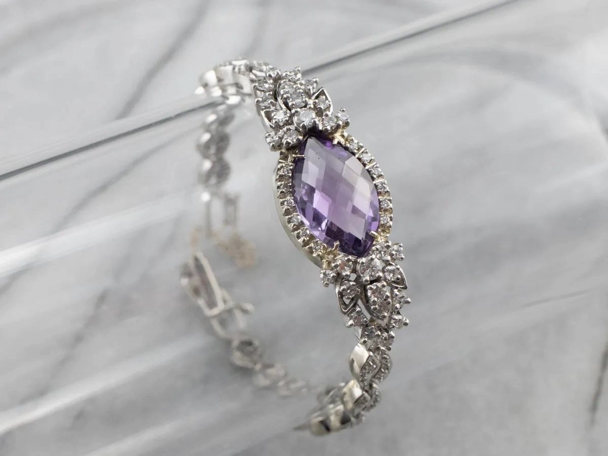 Retro Era Amethyst and Diamond Bracelet