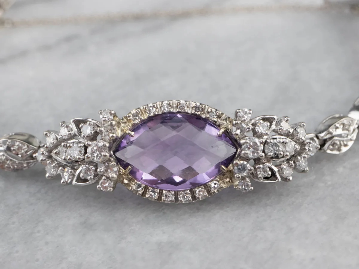 Retro Era Amethyst and Diamond Bracelet