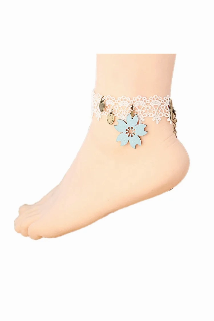 Retro White Sexy Lace Anklet 26 cm-860346