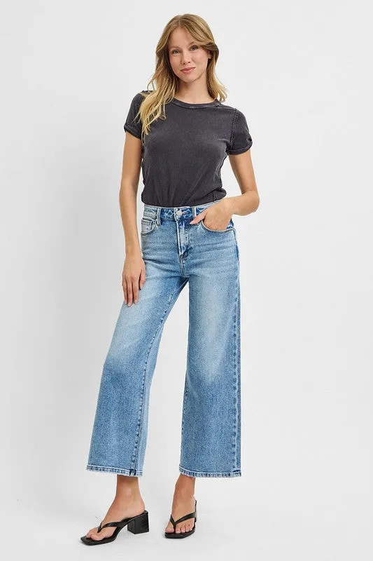 Risen Jeans High-Waist Crop-Weite Jeans