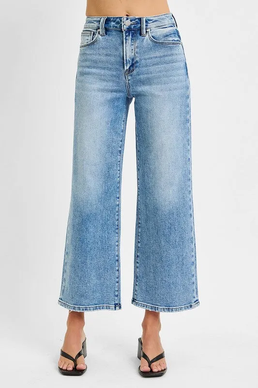 Risen Jeans High-Waist Crop-Weite Jeans