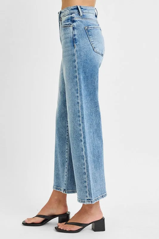 Risen Jeans High-Waist Crop-Weite Jeans