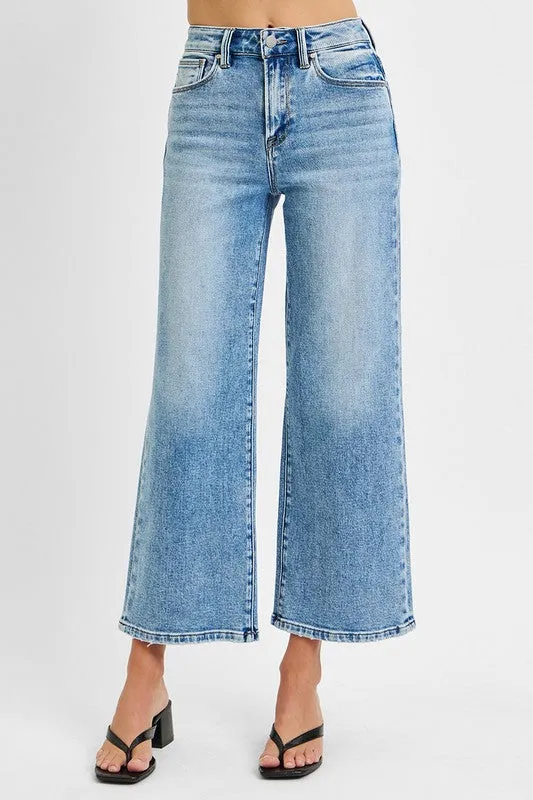 Risen Jeans High-Waist Crop-Weite Jeans