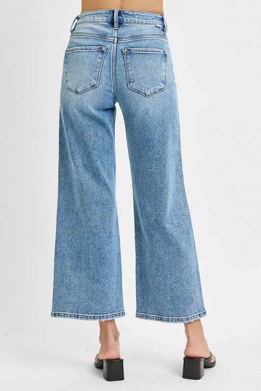 Risen Jeans High-Waist Crop-Weite Jeans