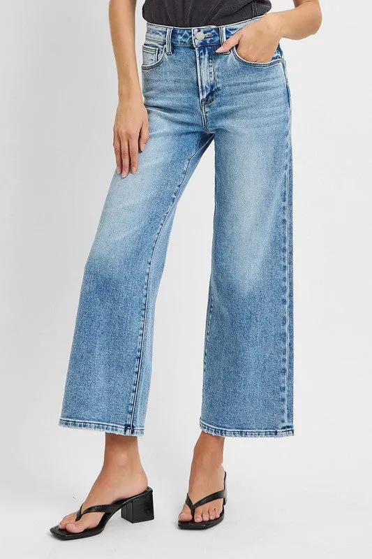 Risen Jeans High-Waist Crop-Weite Jeans