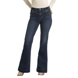 Rock & Roll Cowgirl Nacht Blaue High-Waist Hosenjeans