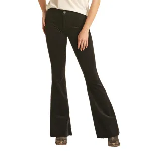Rock & Roll Damen-Schwarze Cord-Flare-Jeans