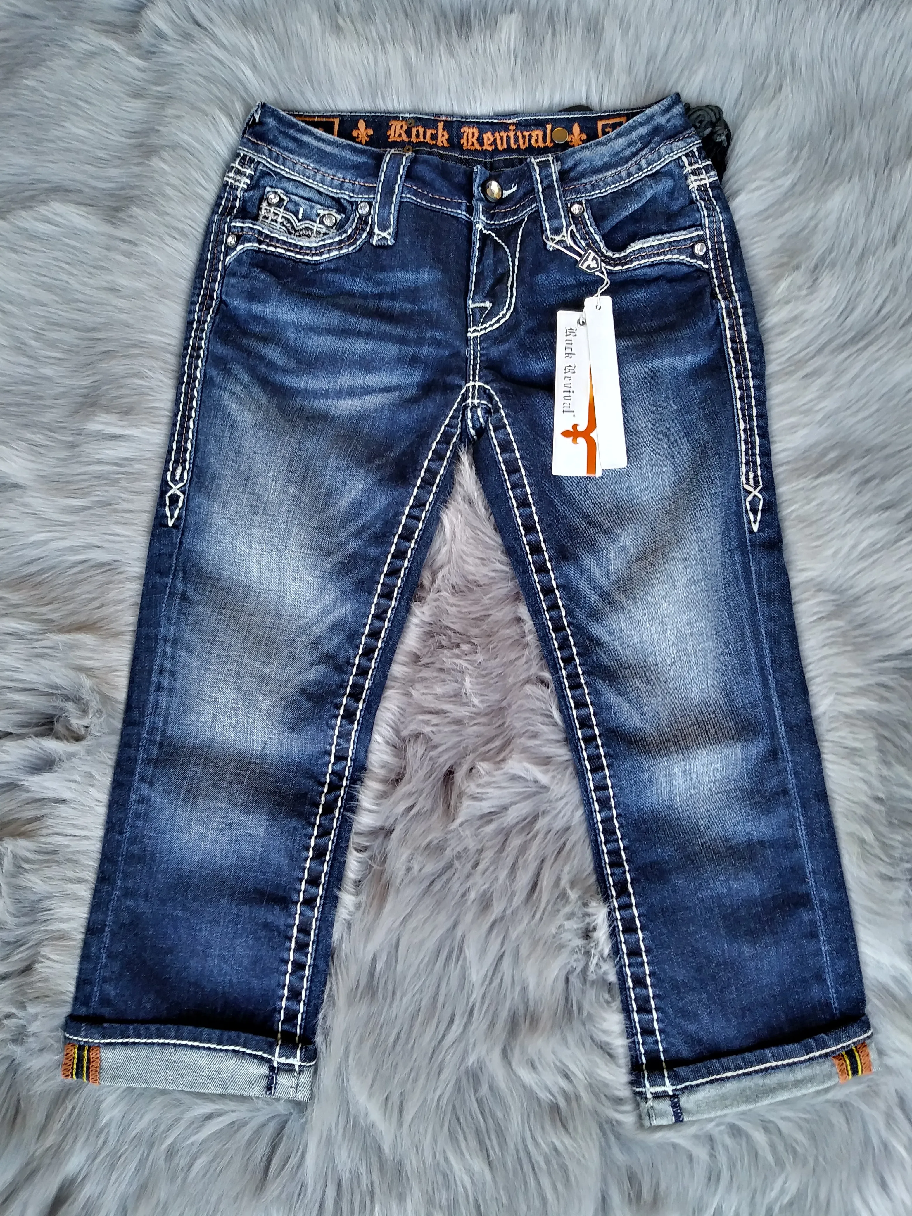 ROCK REVIVAL KLEEBLATT CAPRI JEANS