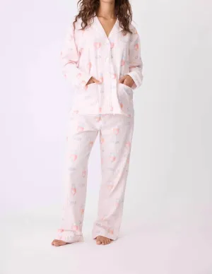 Rosen den ganzen Tag Flanell-Pyjama-Set in Rosa