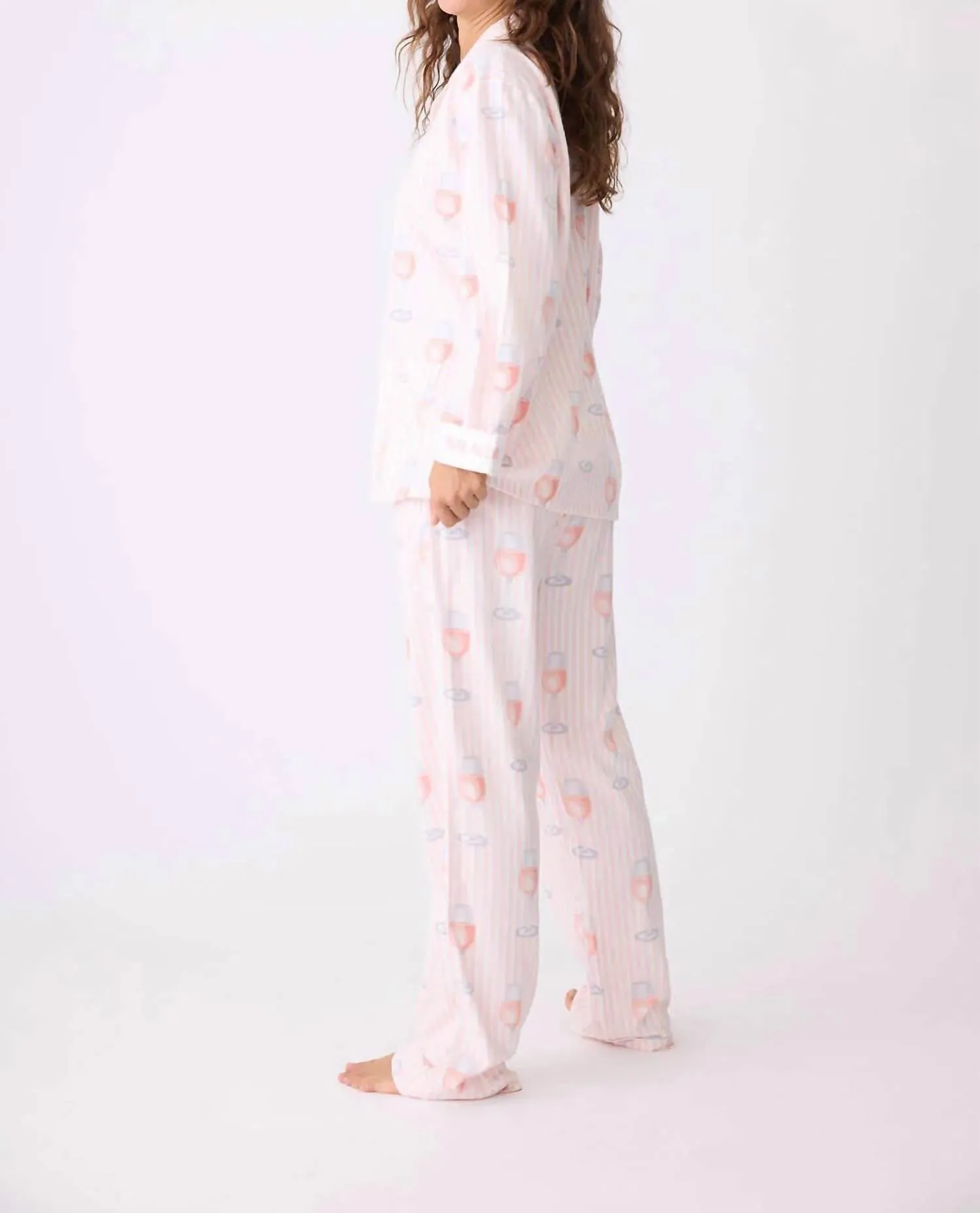 Rosen den ganzen Tag Flanell-Pyjama-Set in Rosa