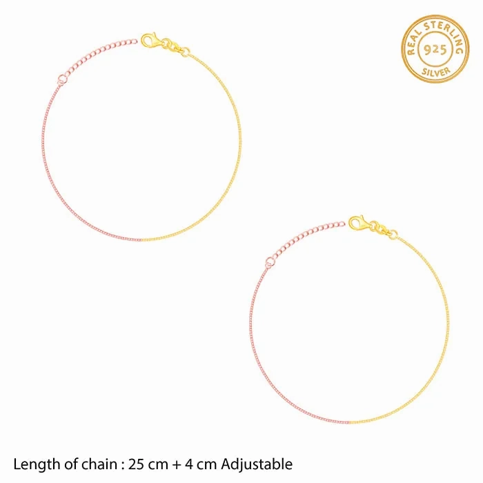 Rose Gold And Golden Cable Chain Anklet