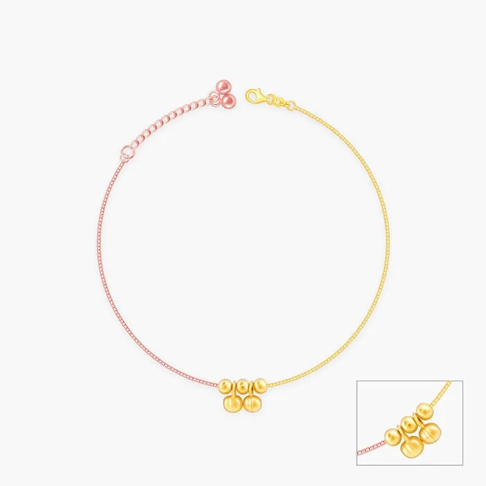 Rose Gold And Golden Dual Tone Glimmering Ties Anklet