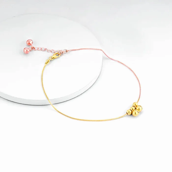 Rose Gold And Golden Dual Tone Glimmering Ties Anklet