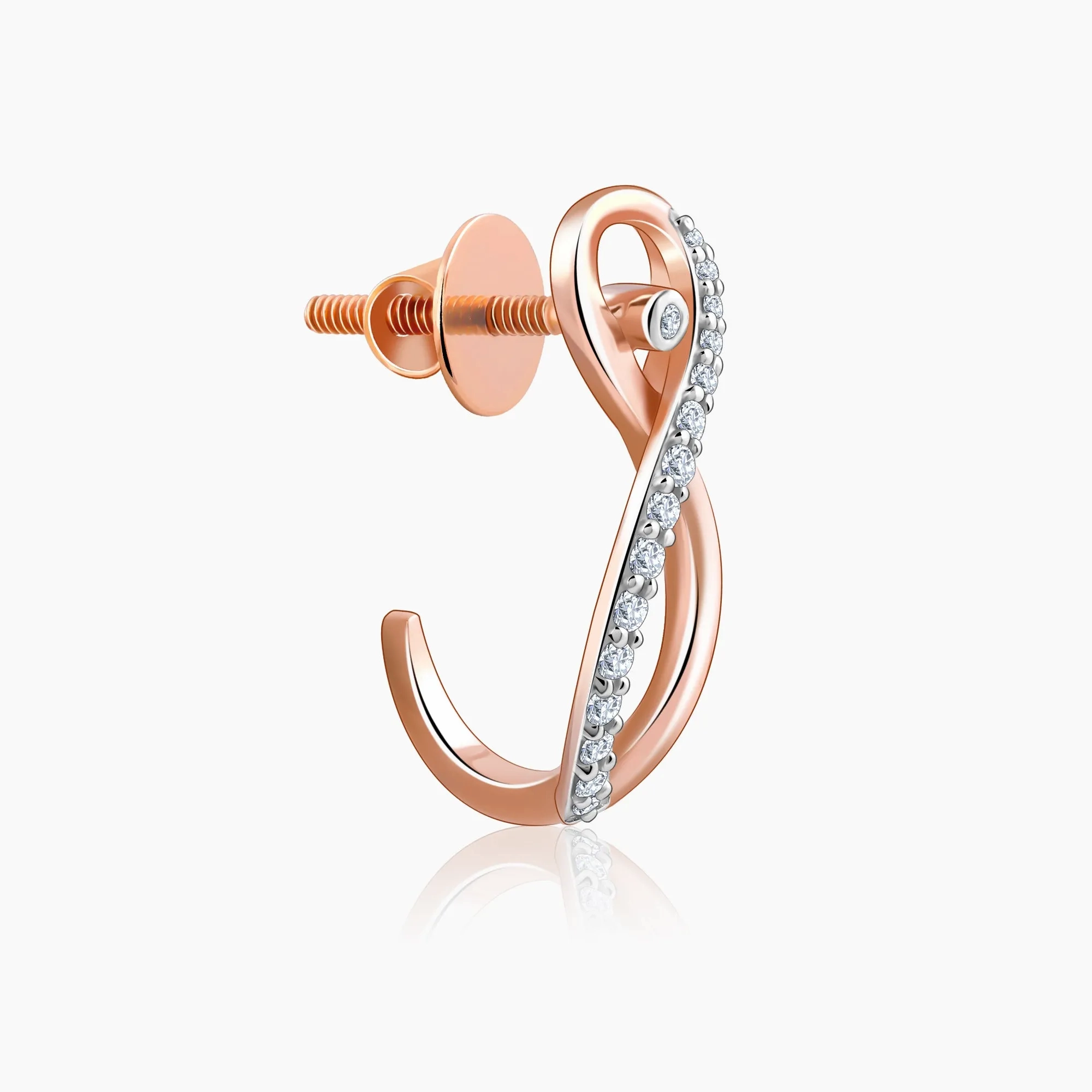 Rose Gold Artemis J-hoop Diamond Earrings