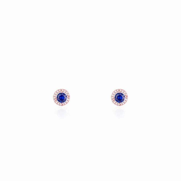Rose Gold Blue Velvet Studs
