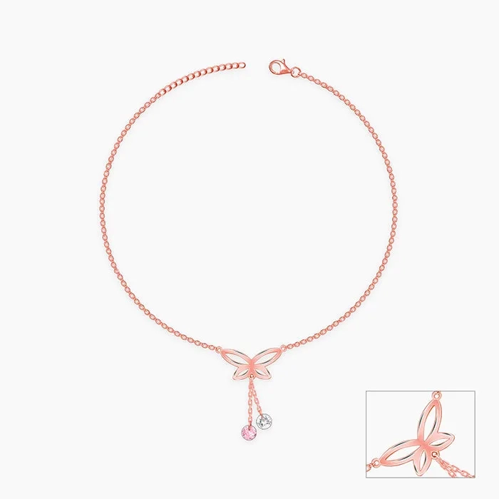 Rose Gold Butterfly Dance Anklet