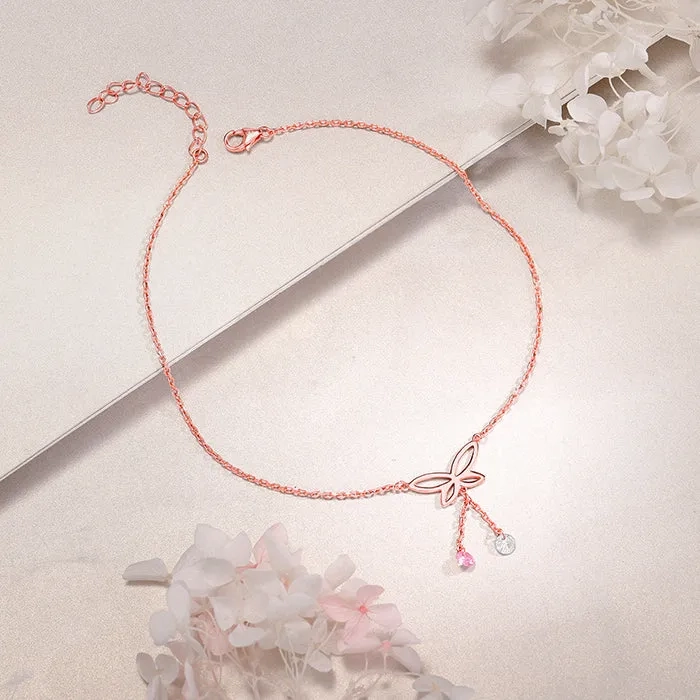Rose Gold Butterfly Dance Anklet