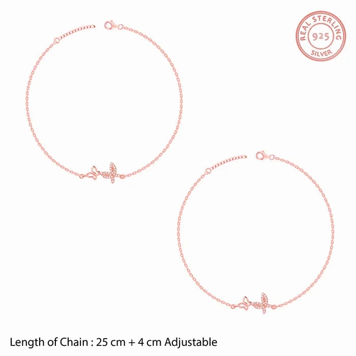 Rose Gold Butterfly Duo Anklet