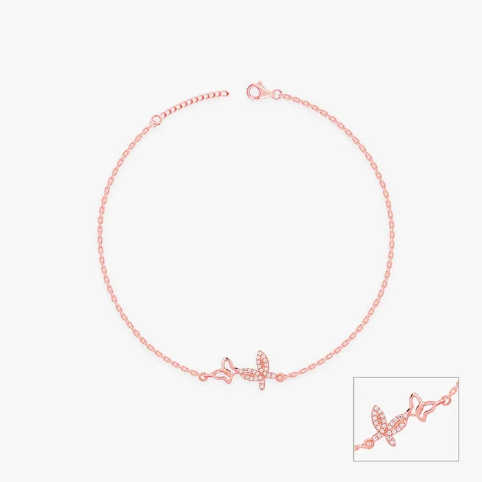Rose Gold Butterfly Duo Anklet