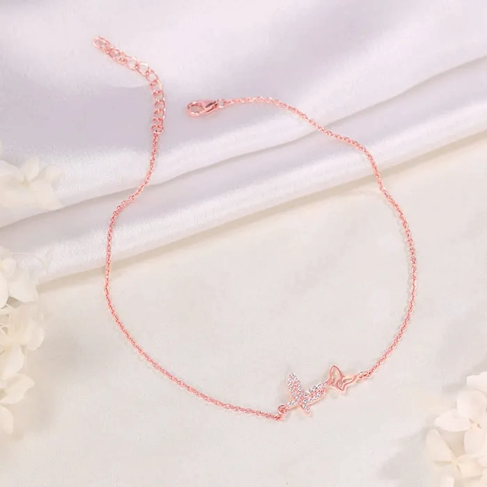 Rose Gold Butterfly Duo Anklet