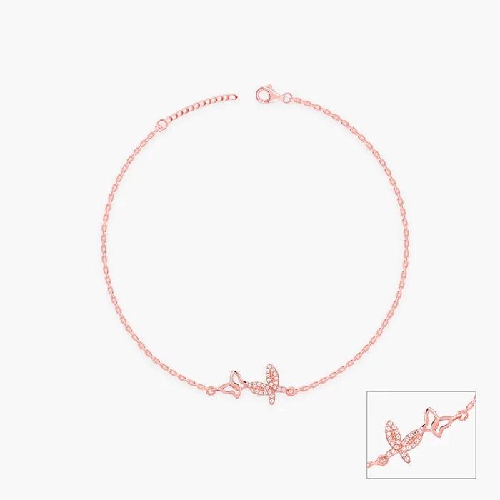 Rose Gold Butterfly Duo Anklet