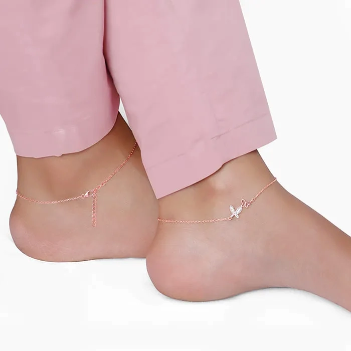 Rose Gold Butterfly Duo Anklet