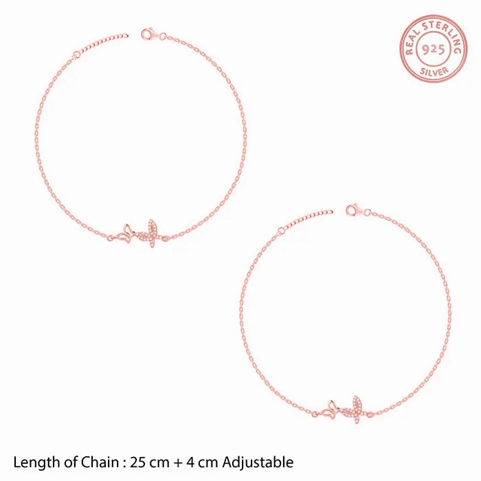 Rose Gold Butterfly Duo Anklet