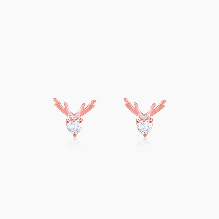Rose Gold Deer Sparkle Earrings