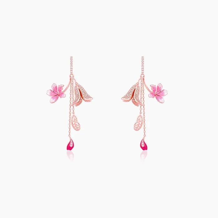 Rose Gold Ebony Whimsy Dangler Earrings