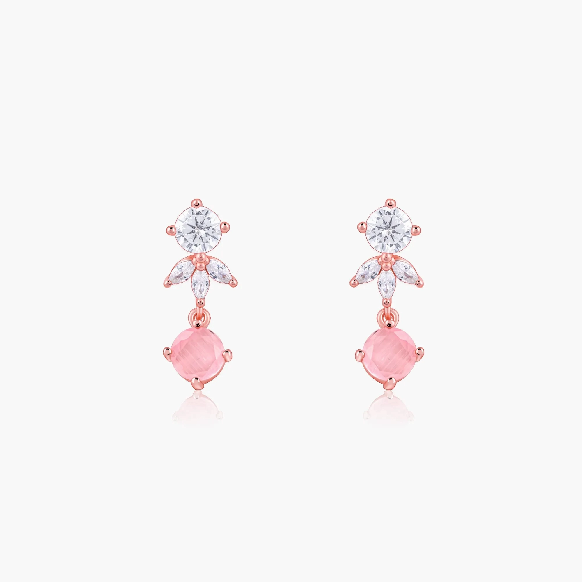 Rose Gold Floral Embrace Drop Earrings