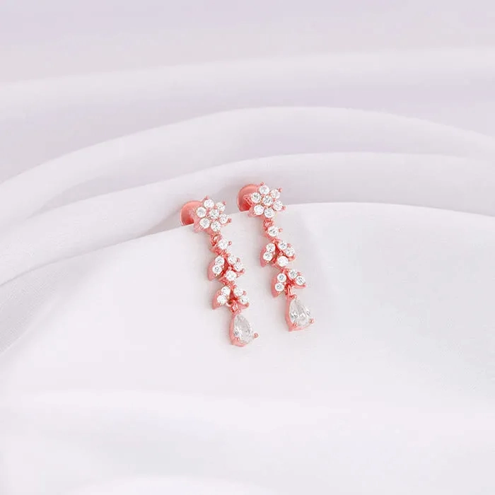Rose Gold Floral Splurge Earrings