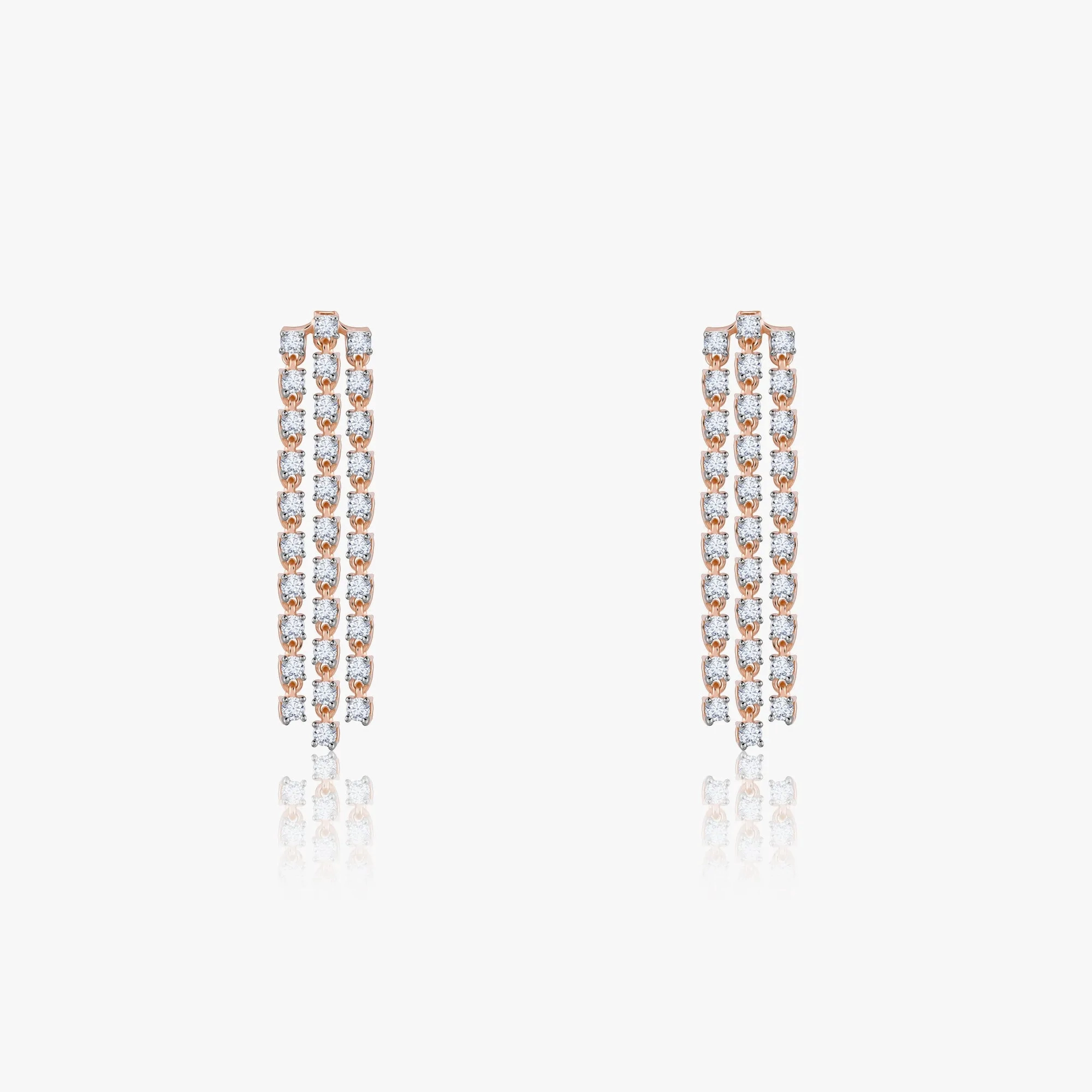 Rose Gold Glittering Diamond Earrings