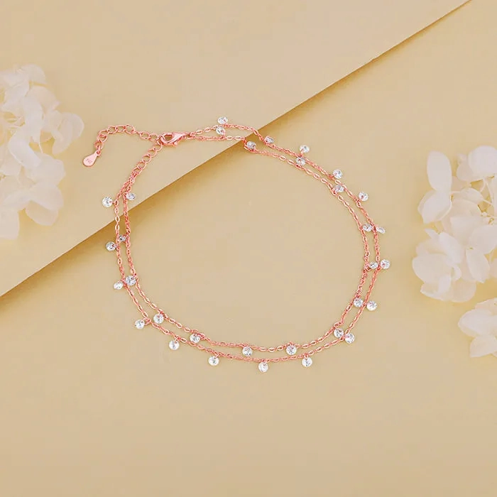 Rose Gold Layered Queen's Anklet