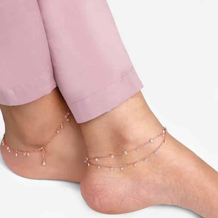 Rose Gold Layered Queen's Anklet
