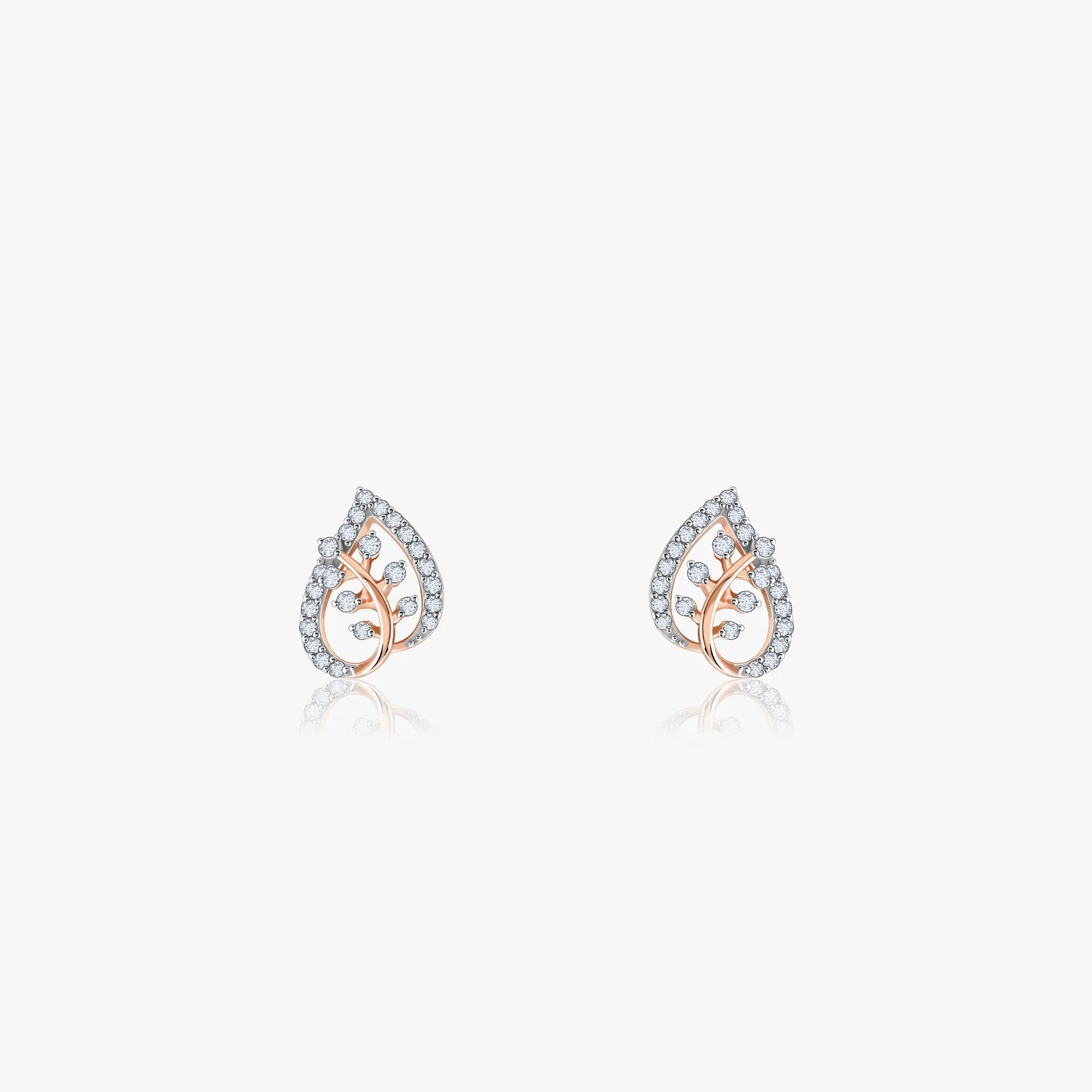 Rose Gold Leafy Love Diamond Earrings