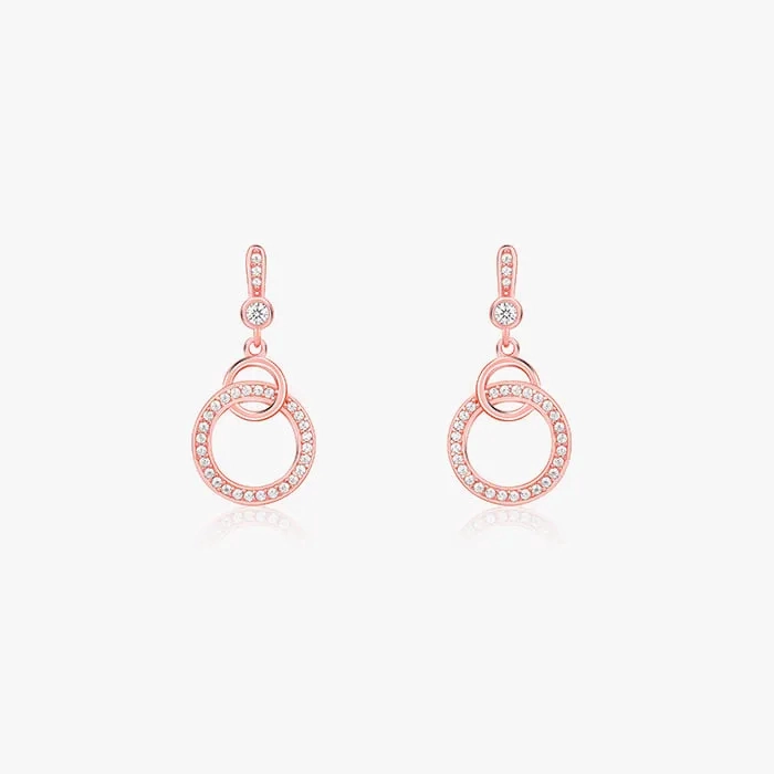Rose Gold Locked in Love Dangler Earrings