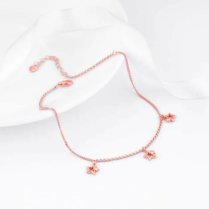 Rose Gold Merging Stars Anklet