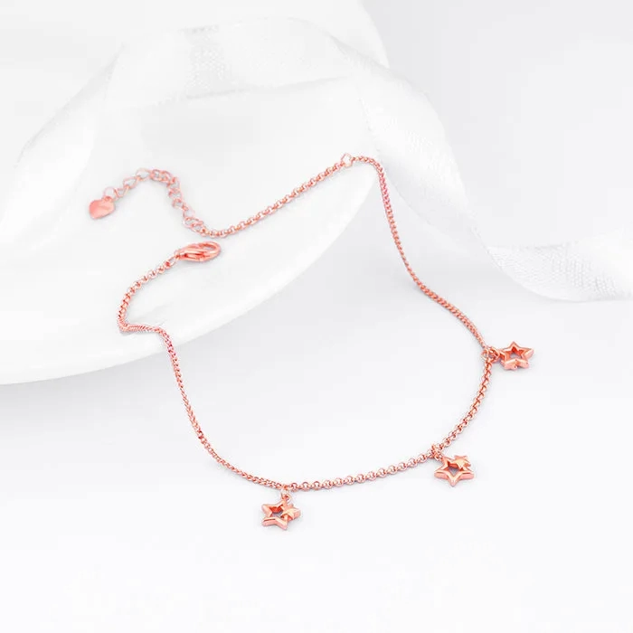 Rose Gold Merging Stars Anklet