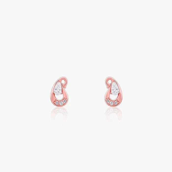 Rose Gold Paisley Love Earrings