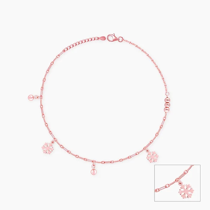Rose Gold Snowflake &amp; Beads Anklet