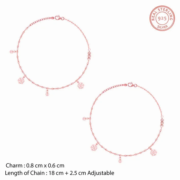 Rose Gold Snowflake &amp; Beads Anklet
