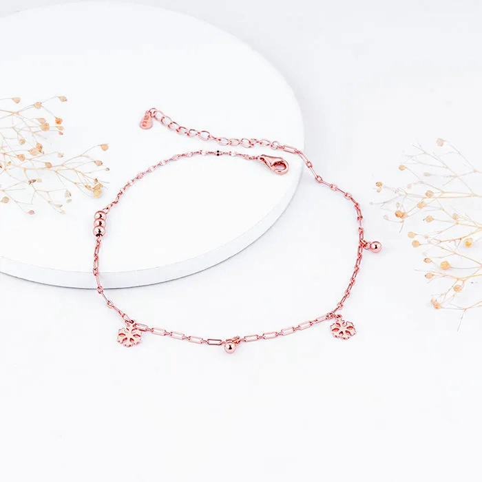 Rose Gold Snowflake &amp; Beads Anklet