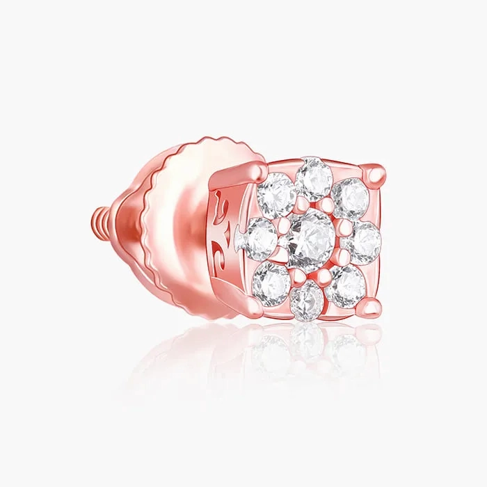 Rose Gold Square Zircon Earrings
