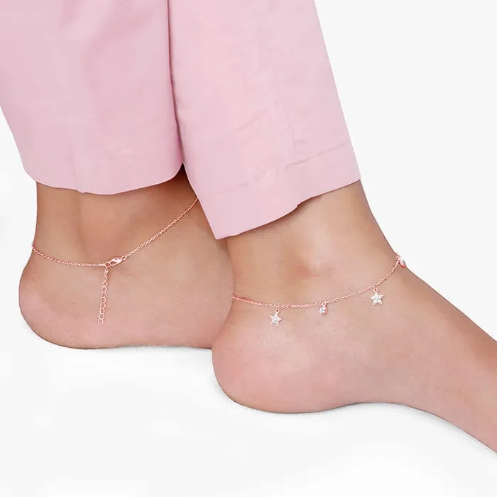 Rose Gold Starry Charm Anklet