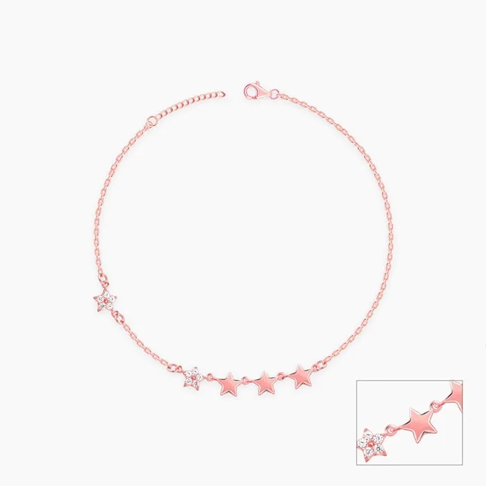 Rose Gold Tetrad Stars Anklet
