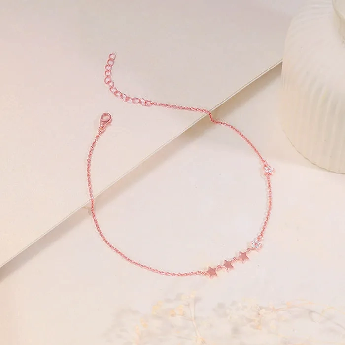 Rose Gold Tetrad Stars Anklet